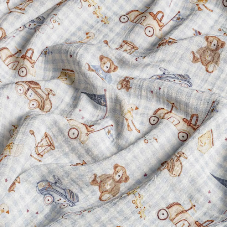 Araba&Ayıcık Desenli Bebek Müslin