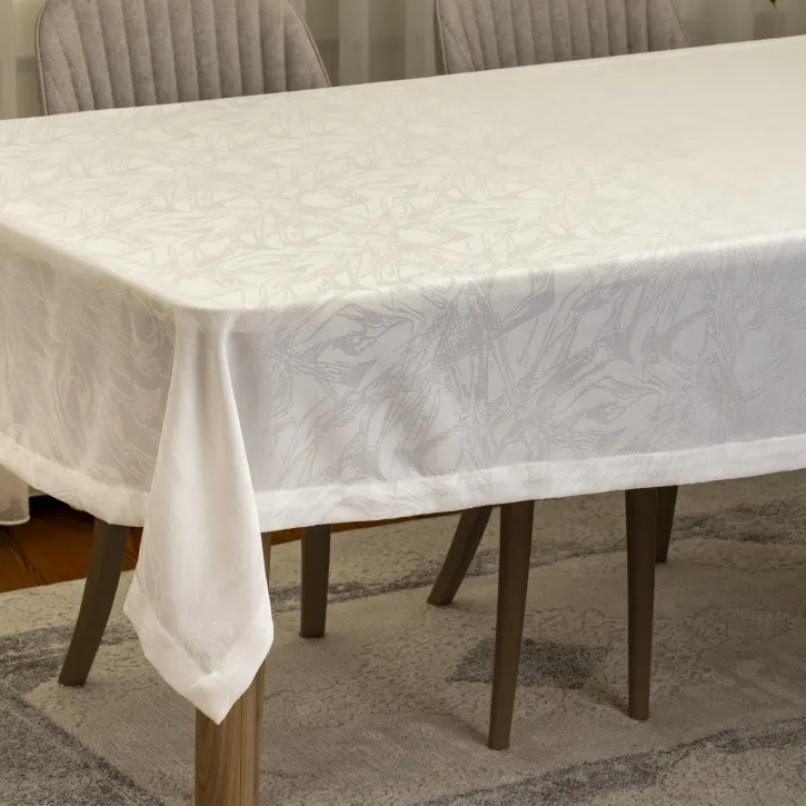 Ekru Mermer Desenli Masa Örtüsü