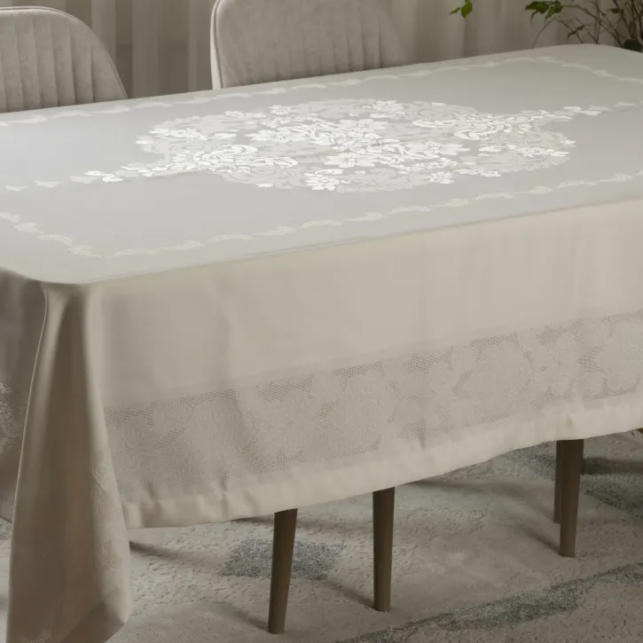 Taş Pano Desen İşlemeli Masa Örtüsü