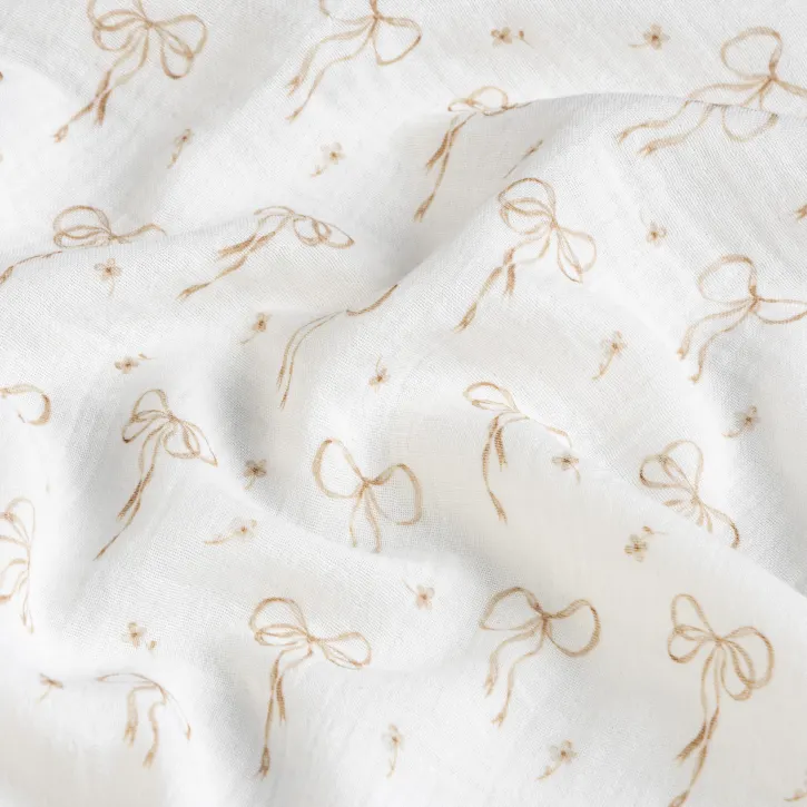 Kahve Fiyonk Desenli Bebek Müslin