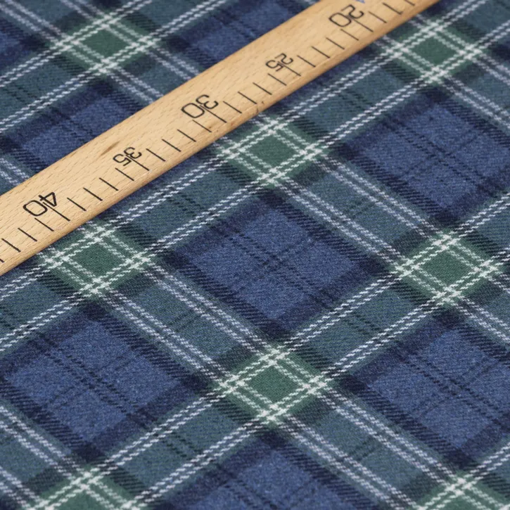 Yeşil Çizgili Mavi Yün Ekose