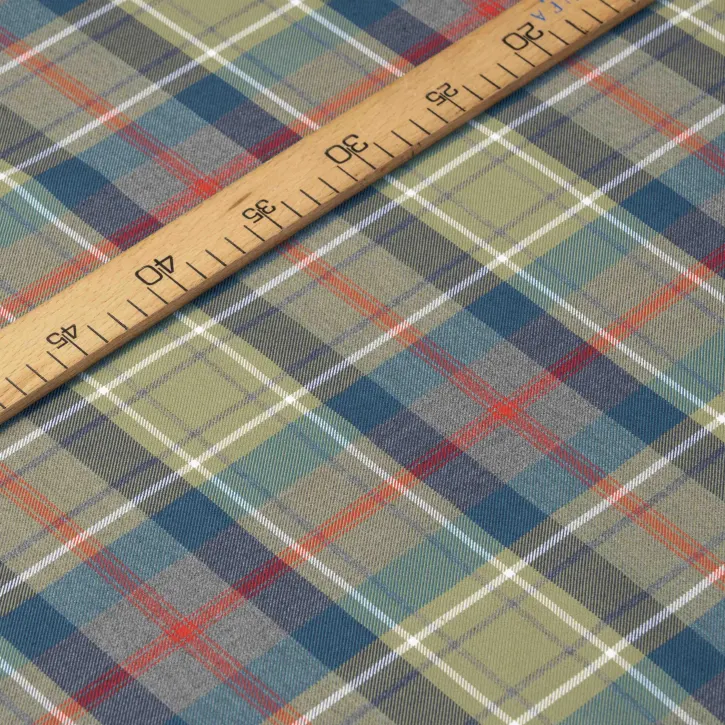 Açık Yeşil Çizgili Ekose Gabardin