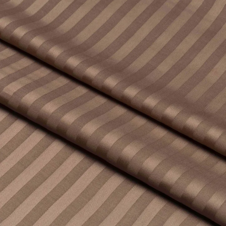 Kahve Çizgili Pamuk Saten