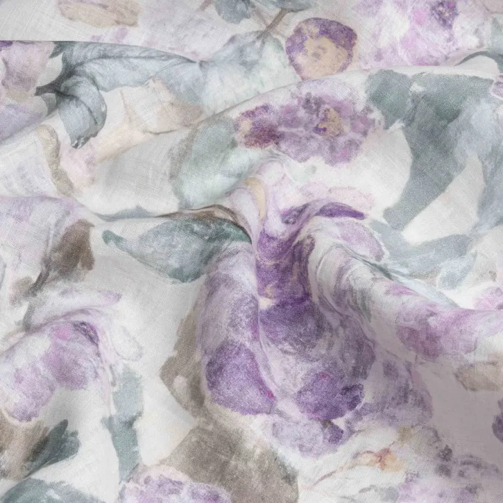 Mor Çiçekli Batik Desen Keten
