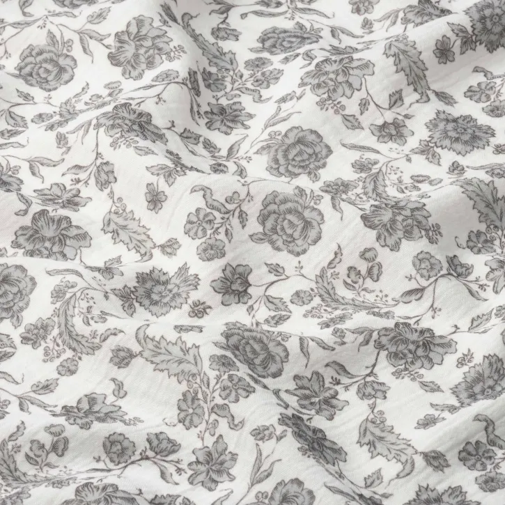 Gri Çiçekli Bebek Müslin