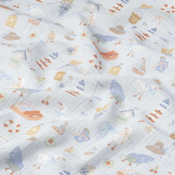 Mavi Minik Desenli Bebek Müslin