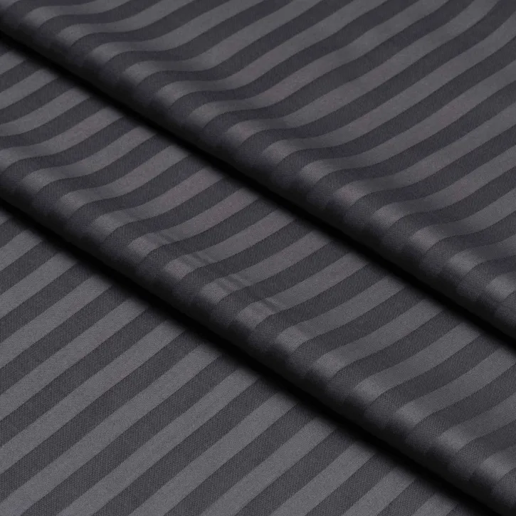 Antrasit Çizgili Pamuk Saten