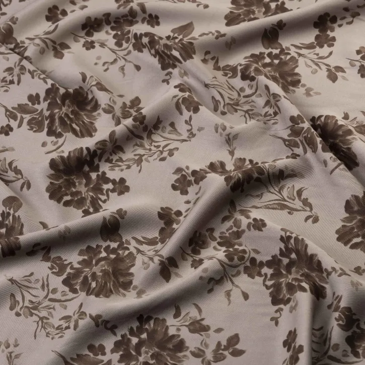 Bej Kahve Çiçekli Kaşmir Viskon