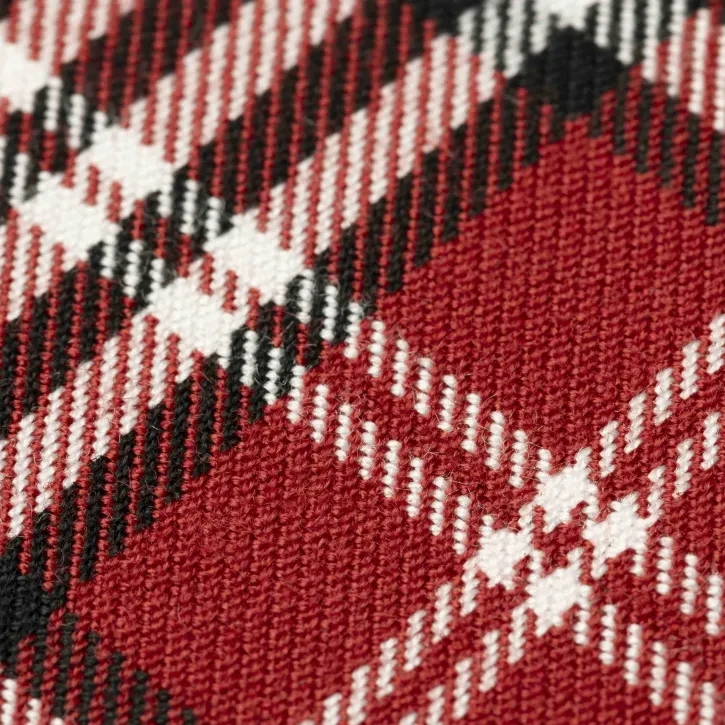 Beyaz Çizgili Kırmızı Ekose Gabardin