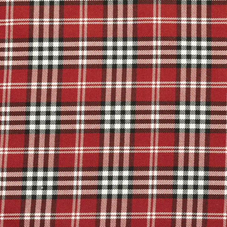 Beyaz Çizgili Kırmızı Ekose Gabardin