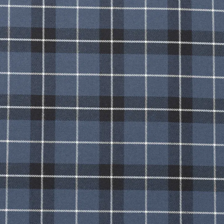 Beyaz Çizgili Mavi Ekose Gabardin