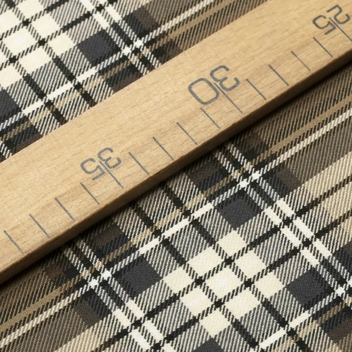 Beyaz Çizgili Vizon Ekose Gabardin