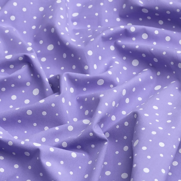 Lila Zemin Üzeri Beyaz Puantiyeli Yakma Kumaş