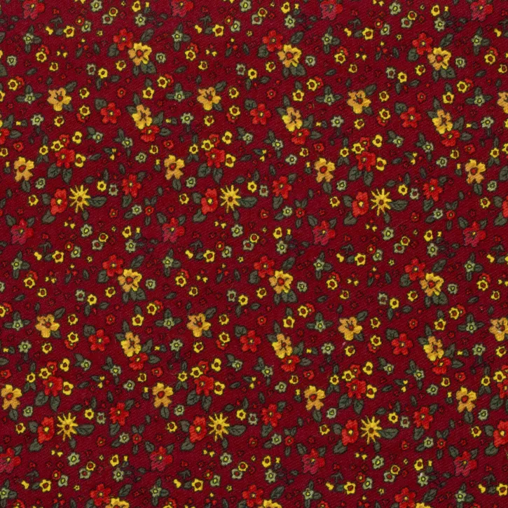 Bordo Çiçek Desenli Pazen Kumaş