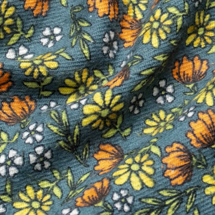 Göl Yeşili Çiçekli Pazen Kumaş