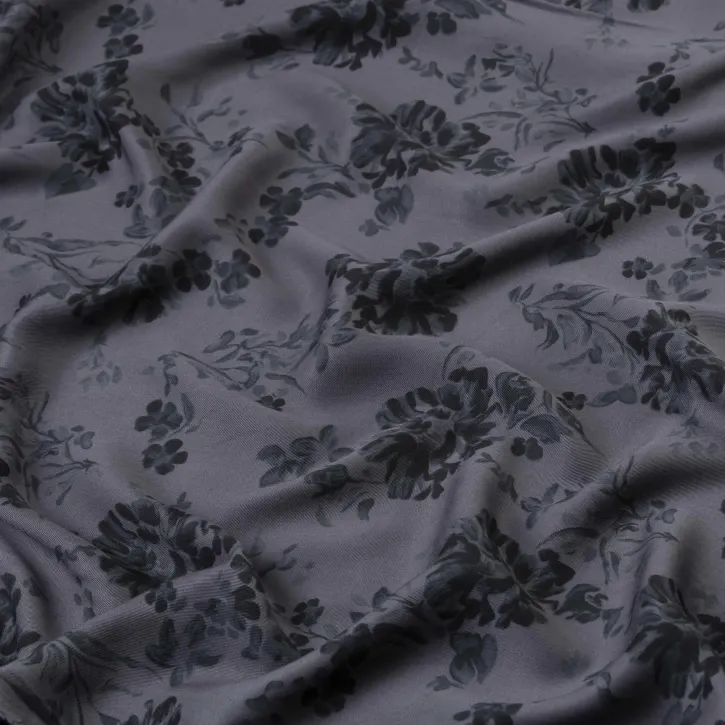 Gri Çiçekli Kaşmir Viskon