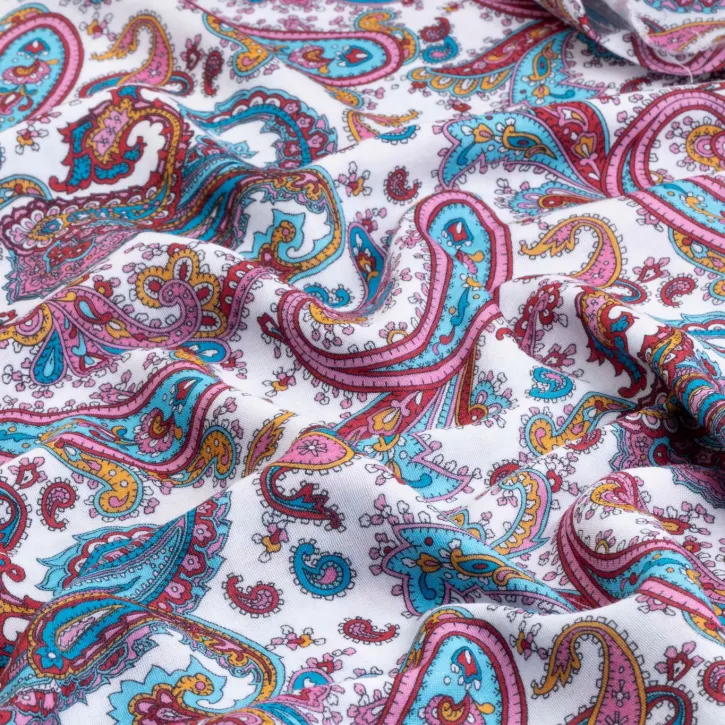 Beyaz Zemin Şal Desen Müslin