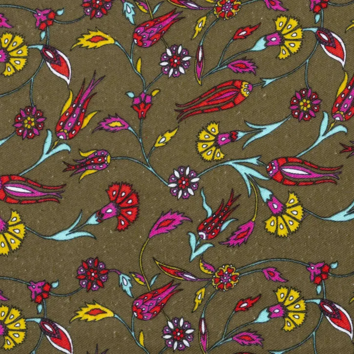 Haki Şal Desen Pazen Kumaş