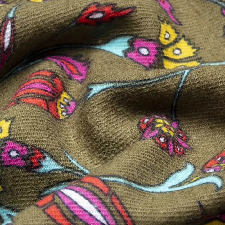 Haki Şal Desen Pazen Kumaş