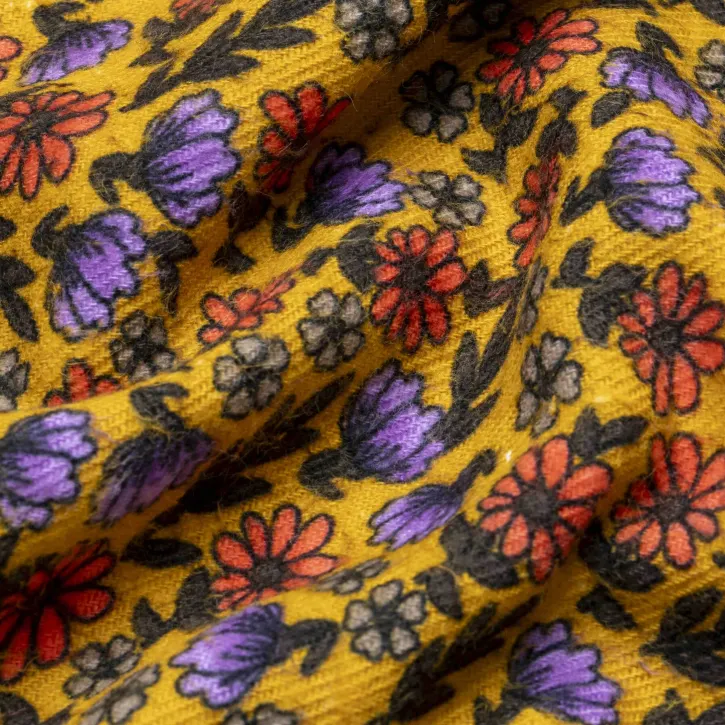 Hardal Çiçekli Pazen Kumaş