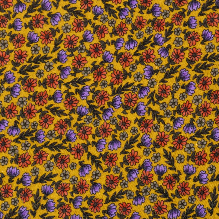 Hardal Çiçekli Pazen Kumaş