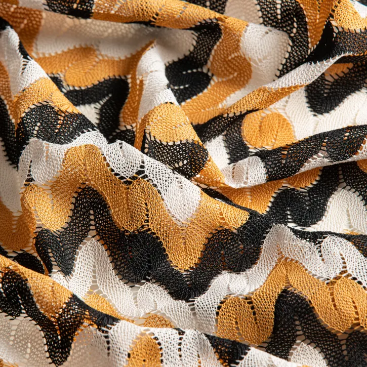 Hardal-Siyah Missoni Kumaș