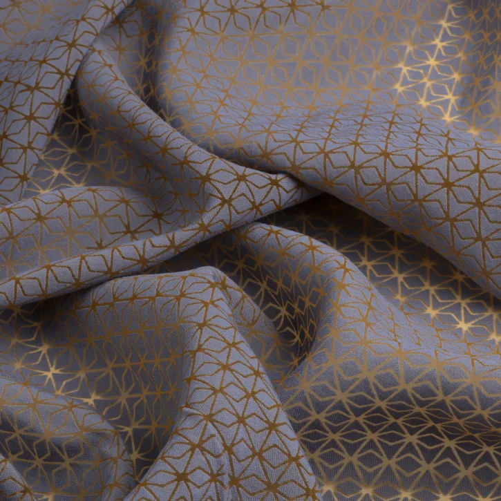 İpeker Yakma Kumaş – Altın Desenli Gri Zemin