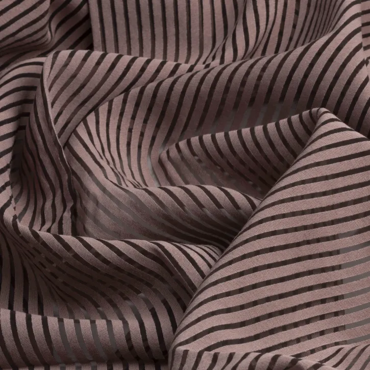 İpeker Yakma Kumaş – Kahverengi Çizgili Desen