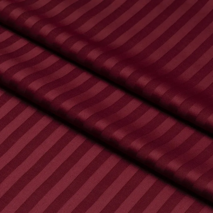 Bordo Çizgili Pamuk Saten