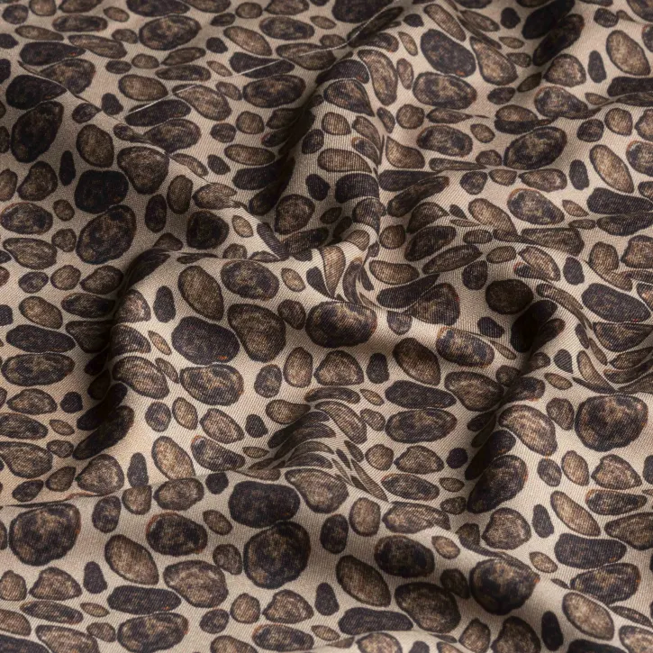 Kahverengi Çakıl Taşı Desen Kaşmir Viskon