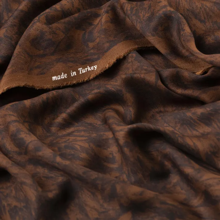 Kahverengi Duman Desen Kaşmir Viskon