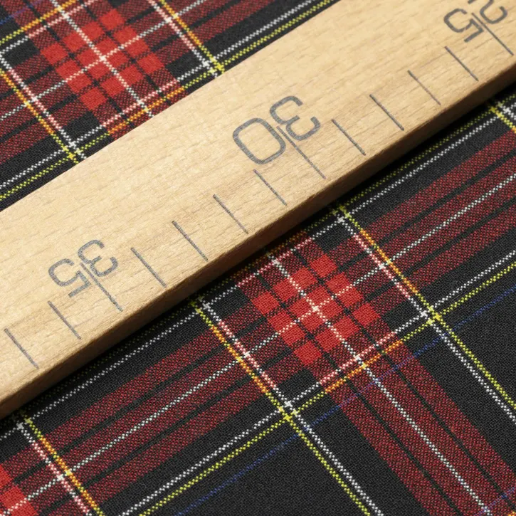 Kırmızı-Lacivert Ekose Gabardin