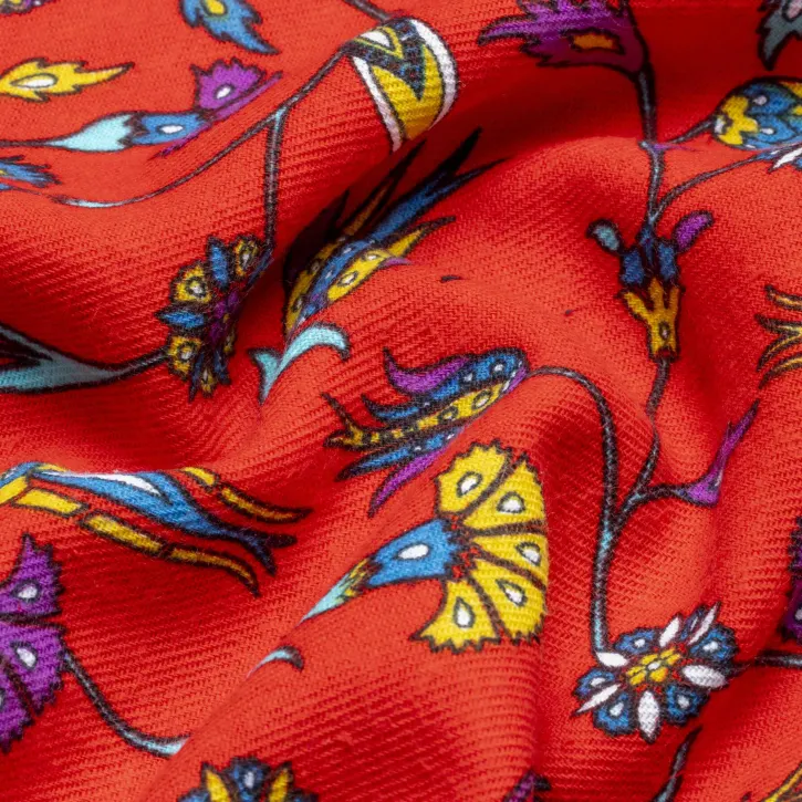 Kırmızı Şal Desen Pazen Kumaş