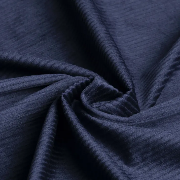 Koyu Lacivert Fitilli Kadife