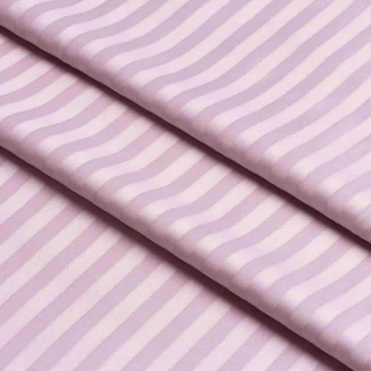 Pudra Pembe Çizgili Pamuk Saten