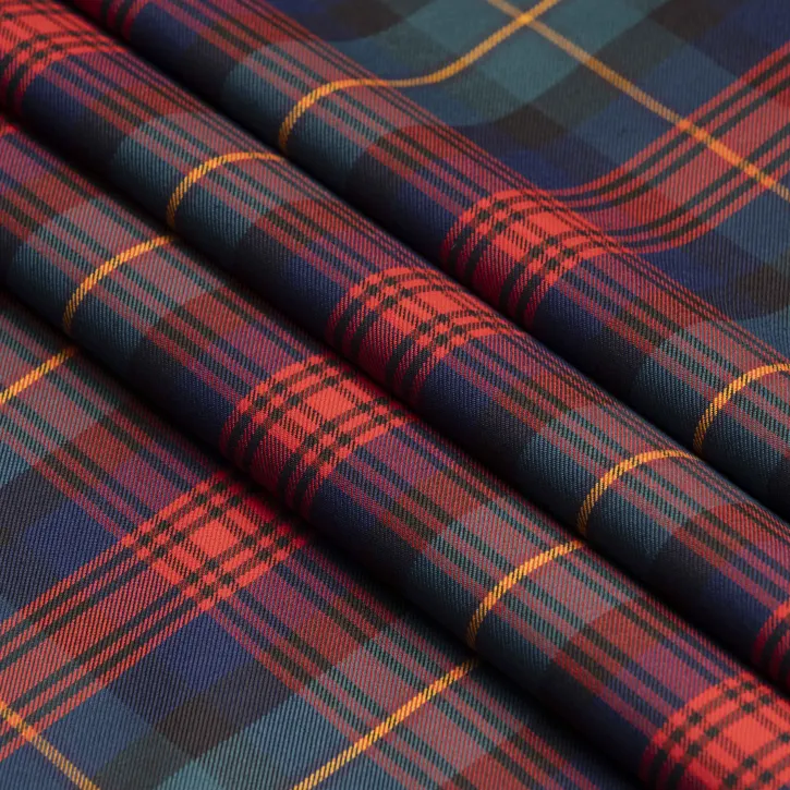 Kırmızı-Yeşil-Sarı Çizgili Ekose Gabardin