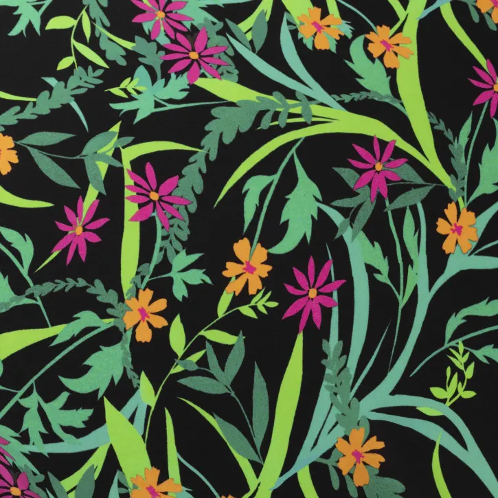 Renkli Çiçekli Modal Viskon Empirme Kumaş