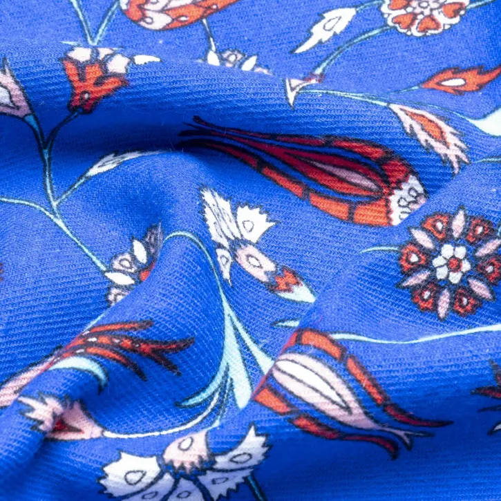 Mavi Şal Desen Pazen Kumaş