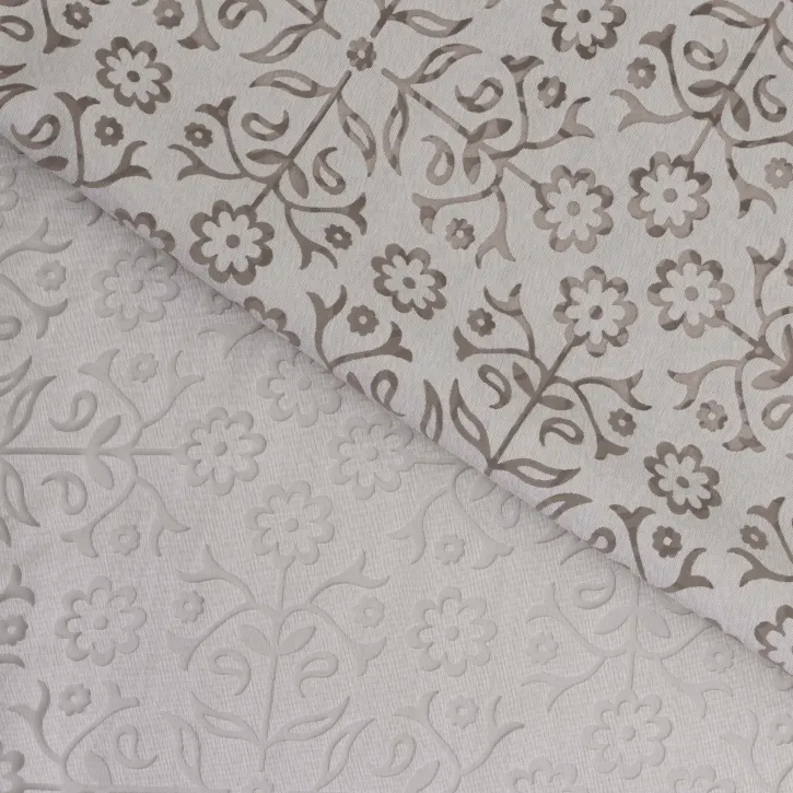 Vizon Çiçekli İpeker Yakma Kumaş