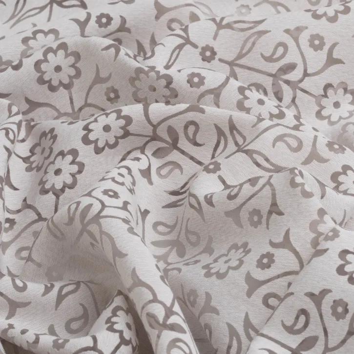 Vizon Çiçekli İpeker Yakma Kumaş