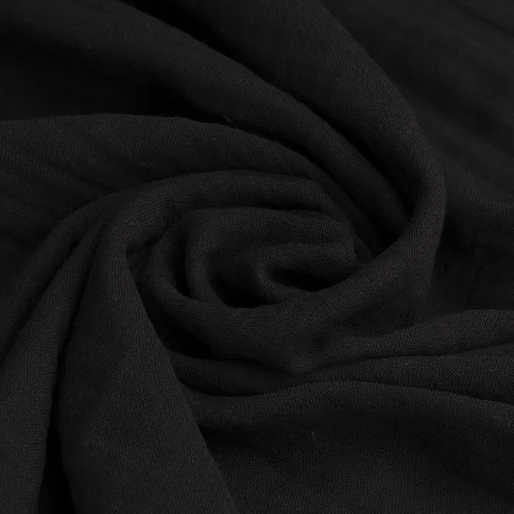 Siyah Düz Renk Müslin Kumaş
