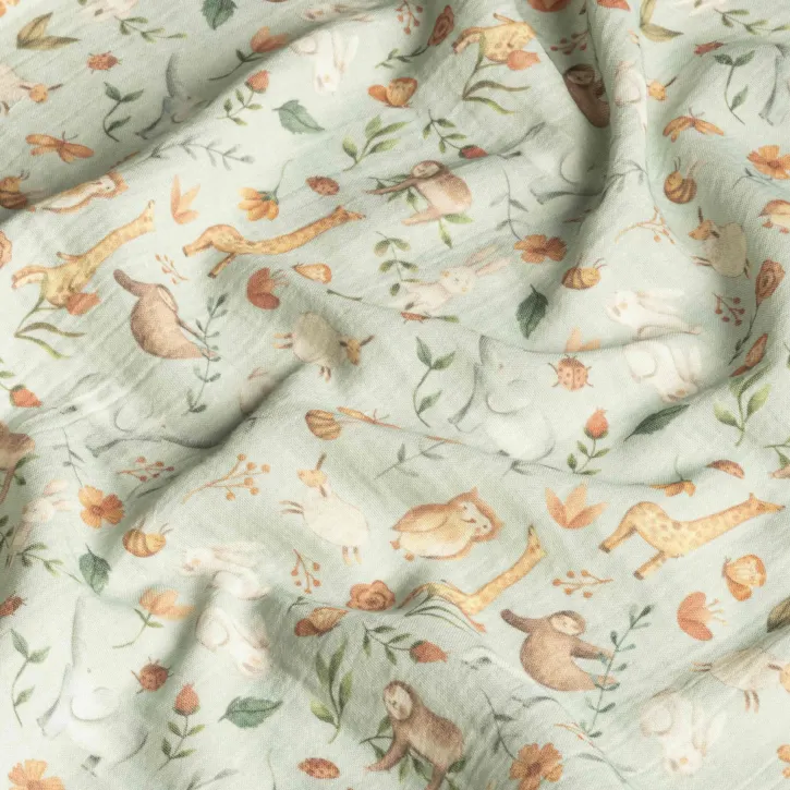 Orman Hayvanları Desenli Bebek Müslin