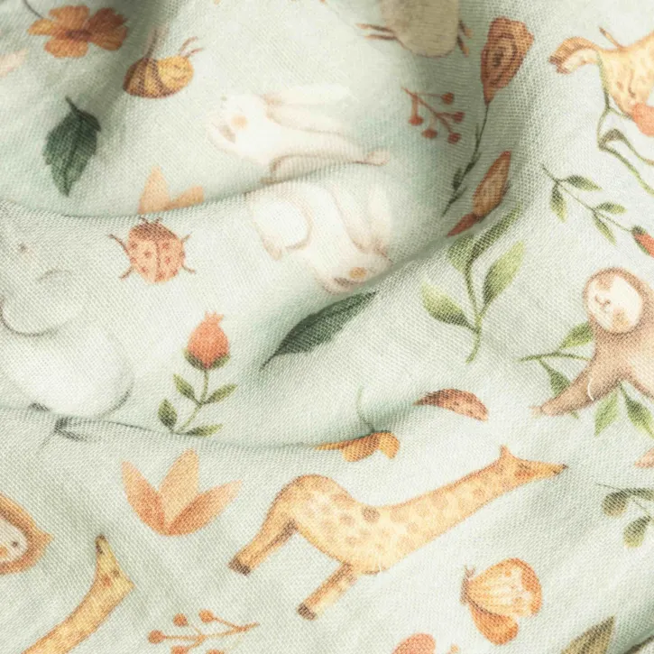 Orman Hayvanları Desenli Bebek Müslin