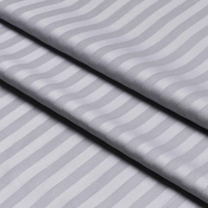 Açık Gri Çizgili Pamuk Saten