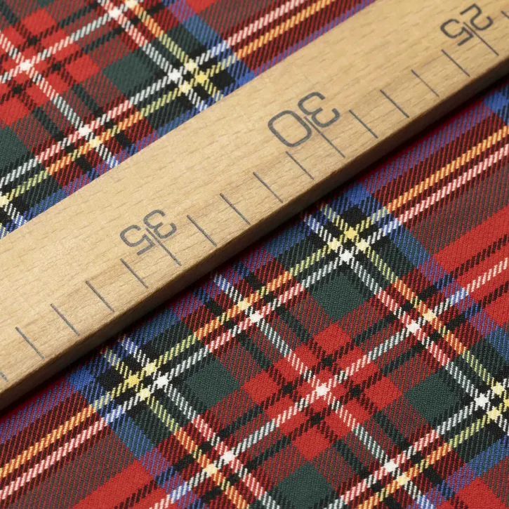 Sarı-Beyaz Çizgili Kırmızı Ekose Gabardin