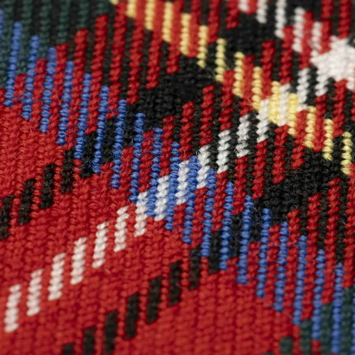 Sarı-Beyaz Çizgili Kırmızı Ekose Gabardin