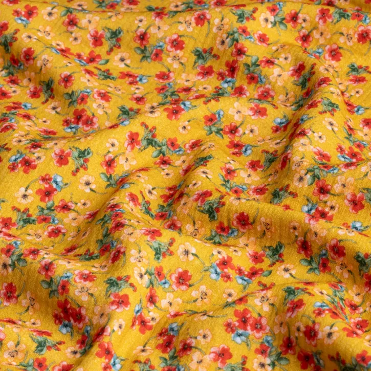 Sarı Çıtır Desen Müslin Kumaş