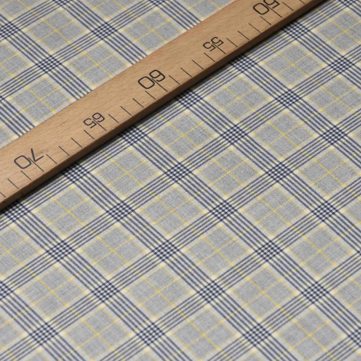 Sarı-Siyah Çizgili Gri Ekose Gabardin