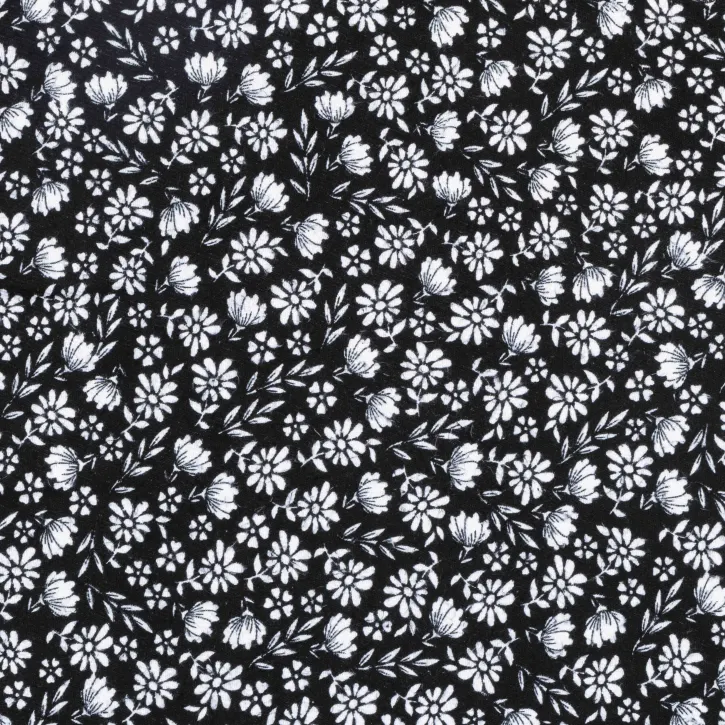 Siyah-Beyaz Çiçekli Pazen Kumaş