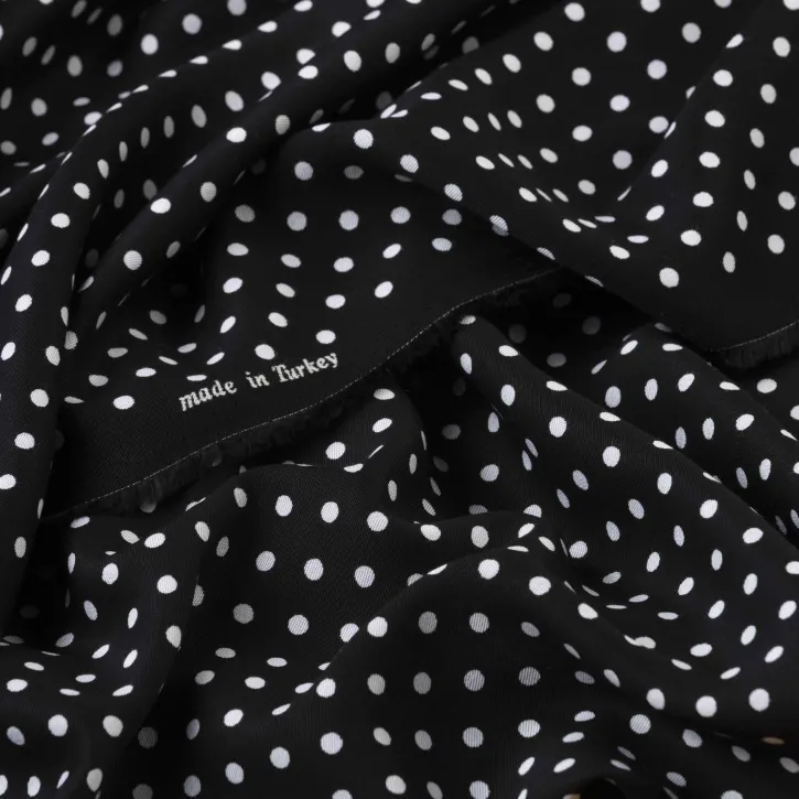 Siyah Beyaz Puantiyeli Kaşmir Viskon